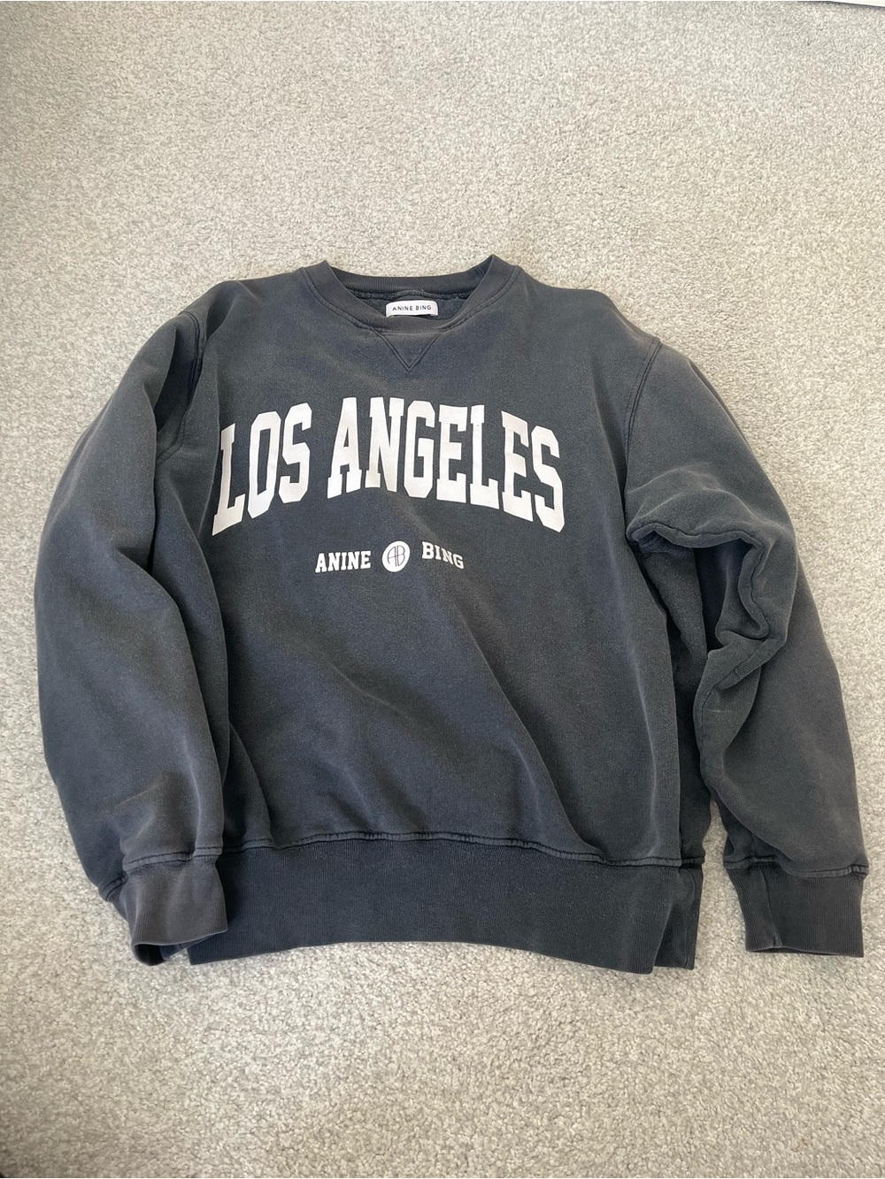 Anine Bing Black Crewneck Sweatshirt with White 'Los Angeles' Print